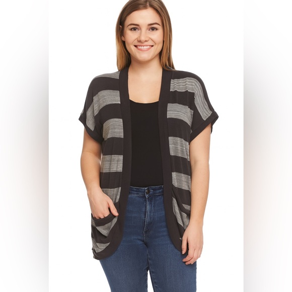 Black and Gray Striped Cardigan - Picture 2 of 8